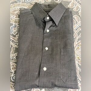 Murano Men's Black and Grey Patterned Shirt Medium cotton